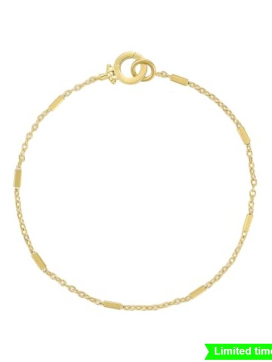 Jewelry - 18K Gold Plated Dainty Chain Bracelet with Bar Accents Hinge Closure